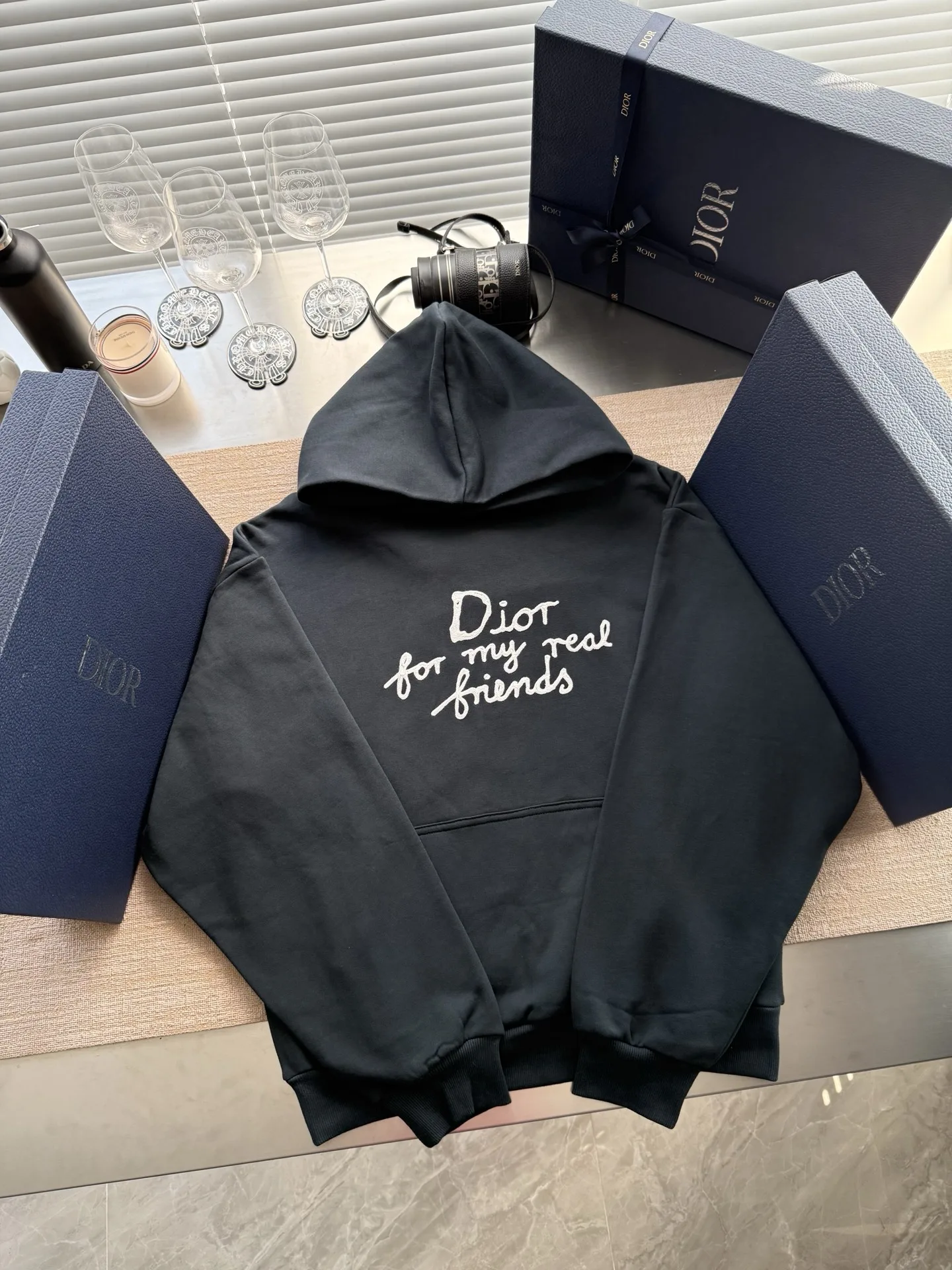 디올(Dior) 로고 디테일 코튼 후드