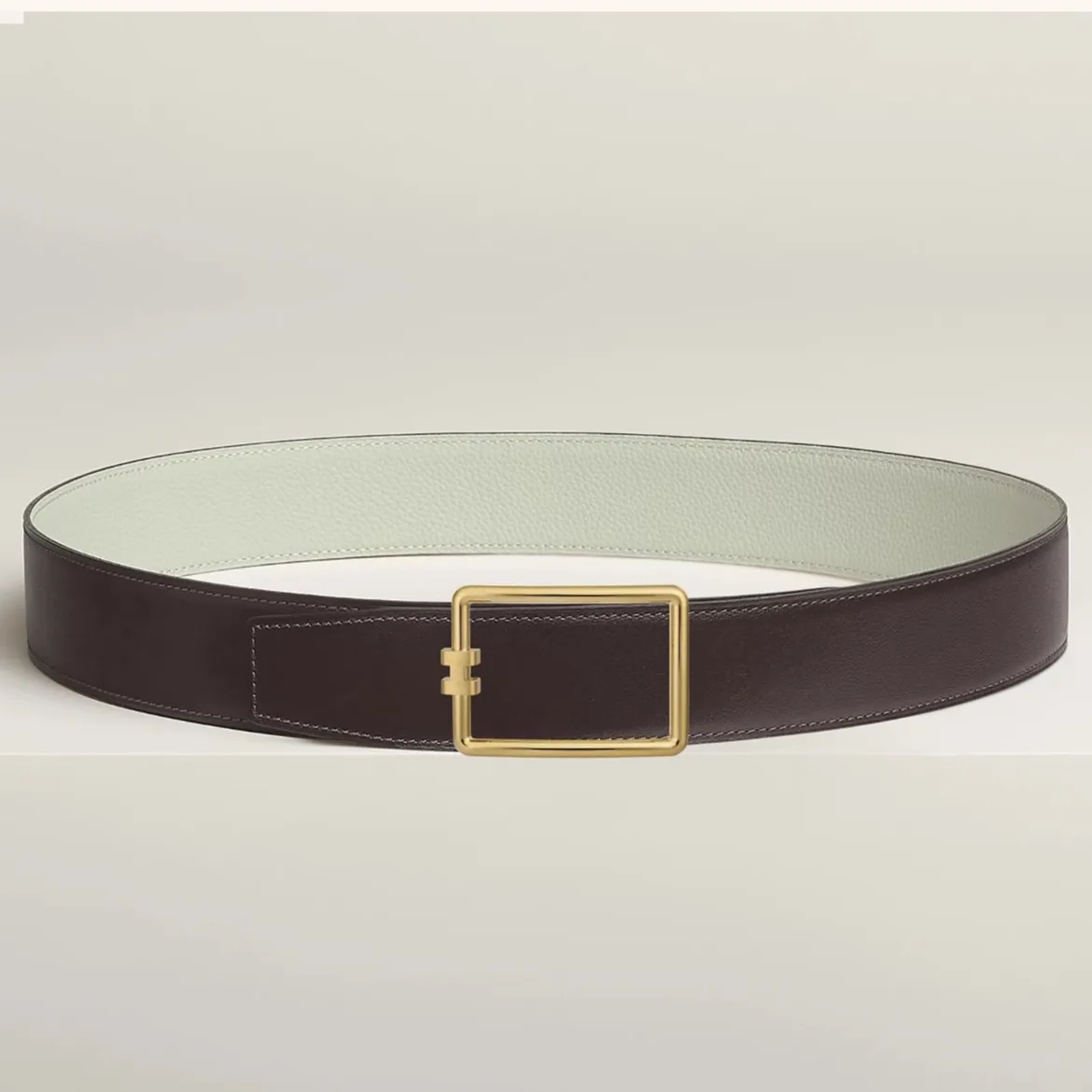 Tube H belt buckle & Reversible leather strap 38 mm