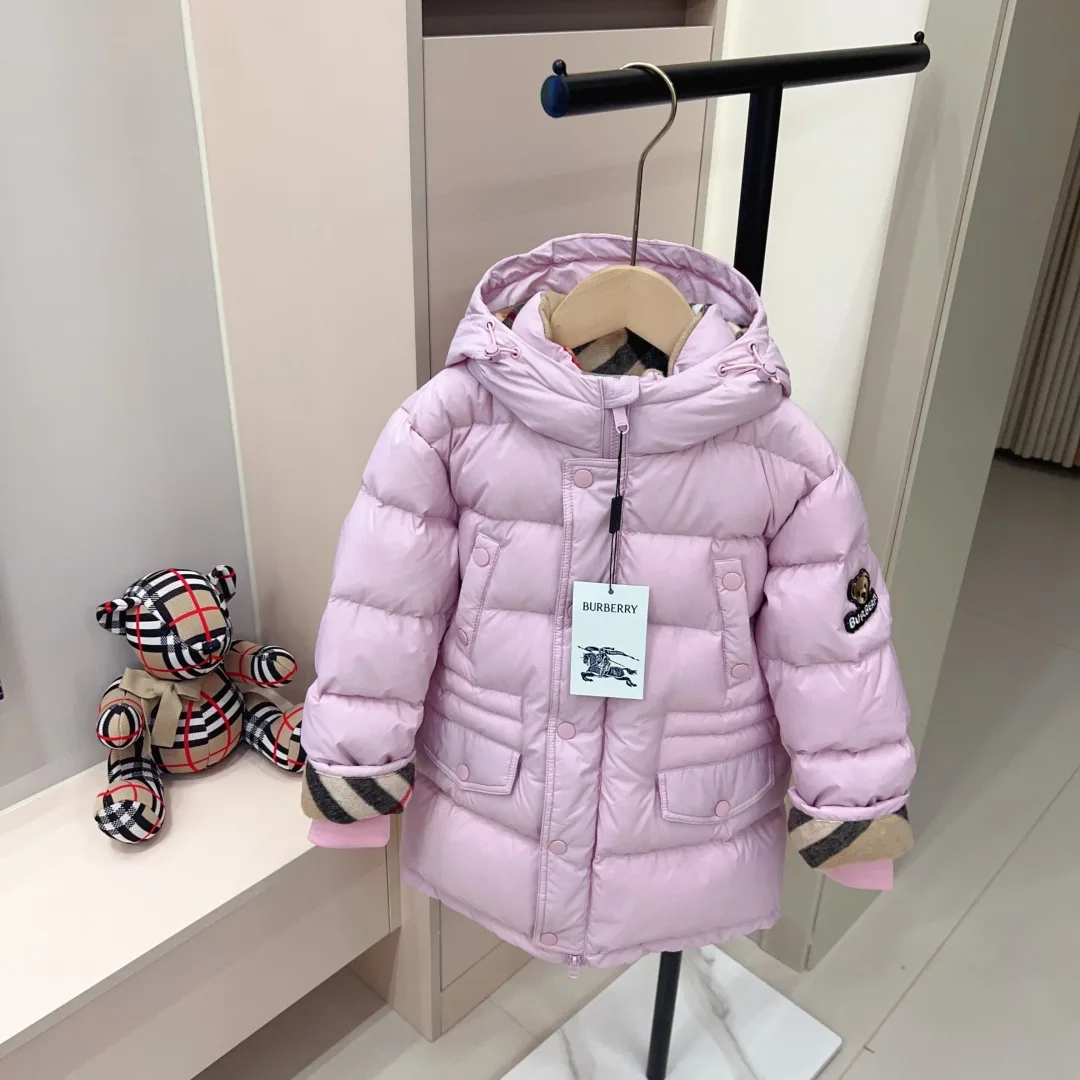 버버리 키즈 카키 체크 다운 겨울 패딩