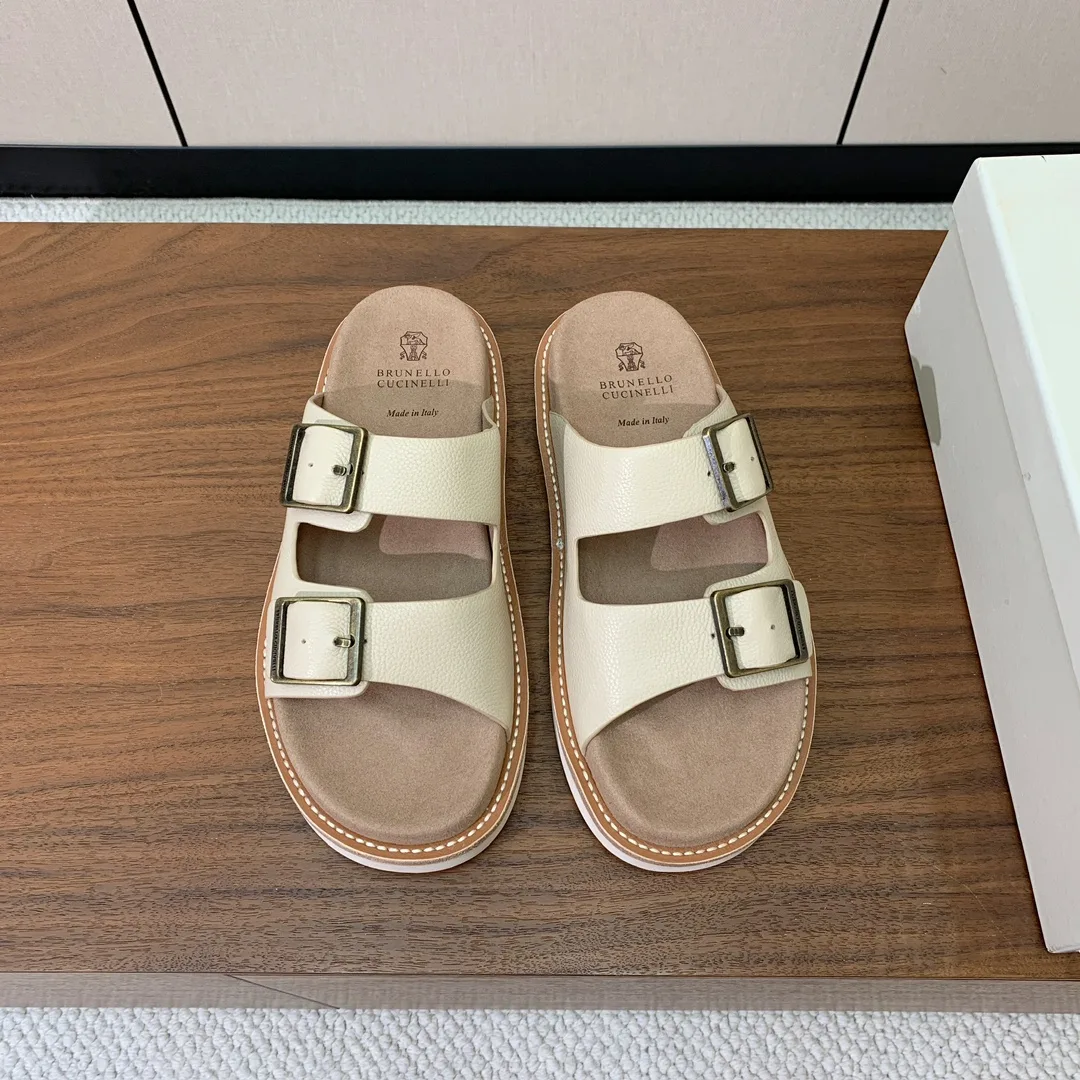 브루넬로 쿠치넬리 스웨이드 슬라이드