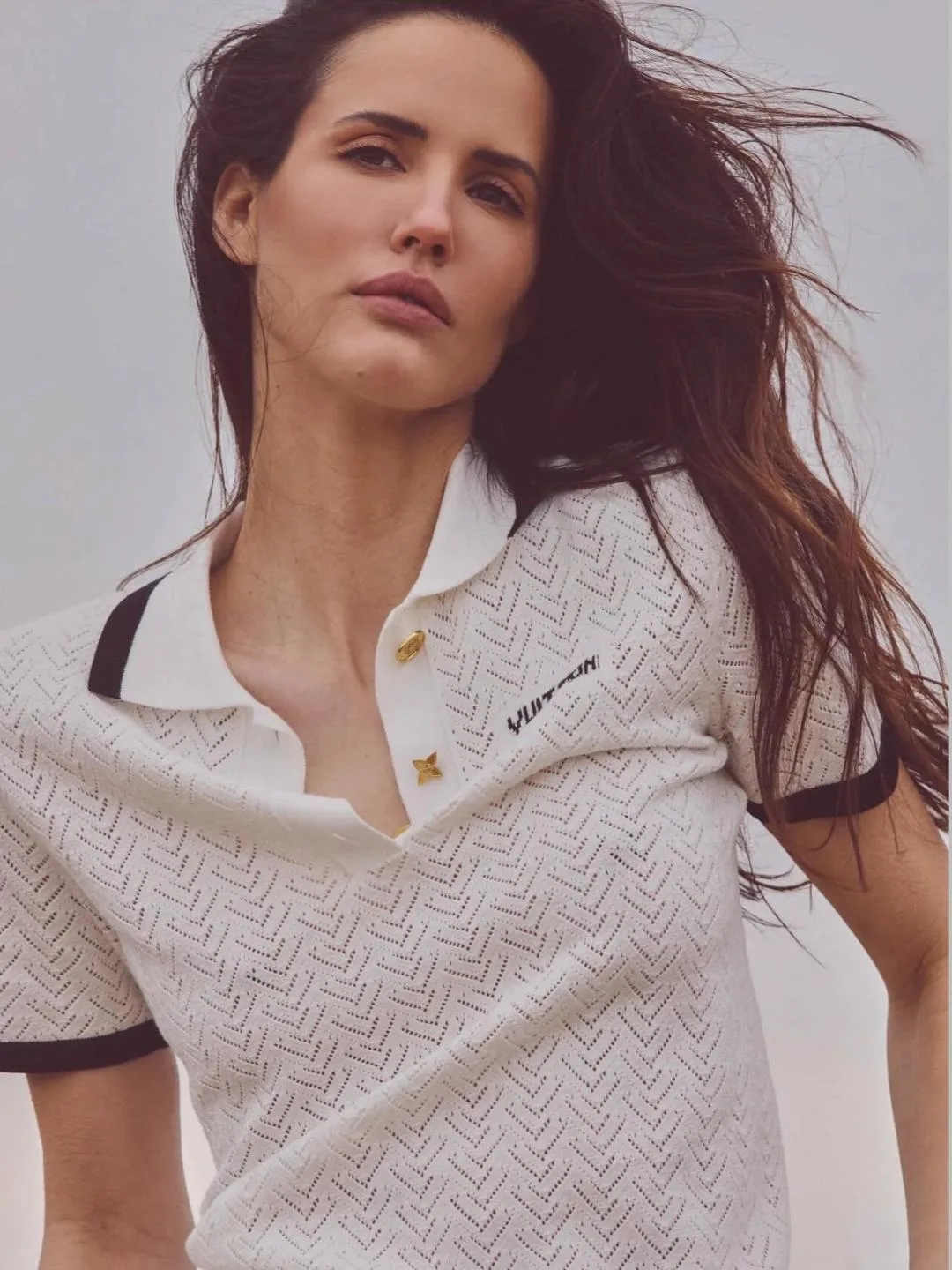 Pointelle Polo Top