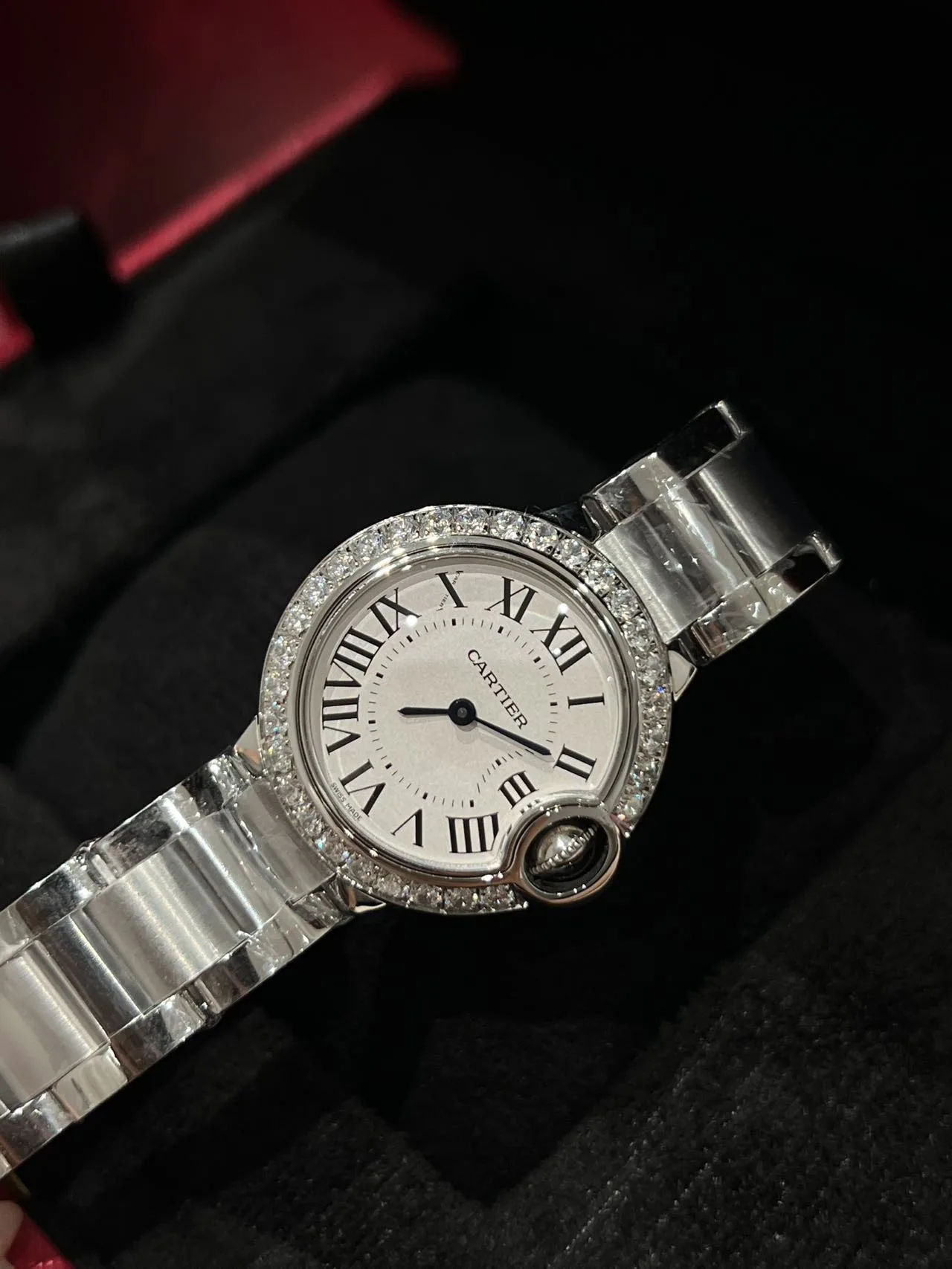 쿼츠 무브먼트 l28mm l 까르띠에 워치 발롱 블루 W4BB0015 다이아몬드.